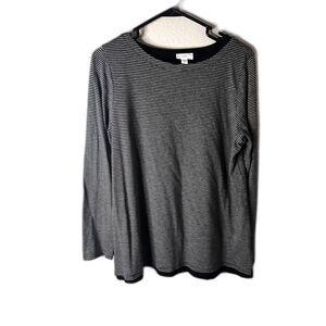 Women's J Jill Black and White Striped Layer Long Sleeve Top Size M